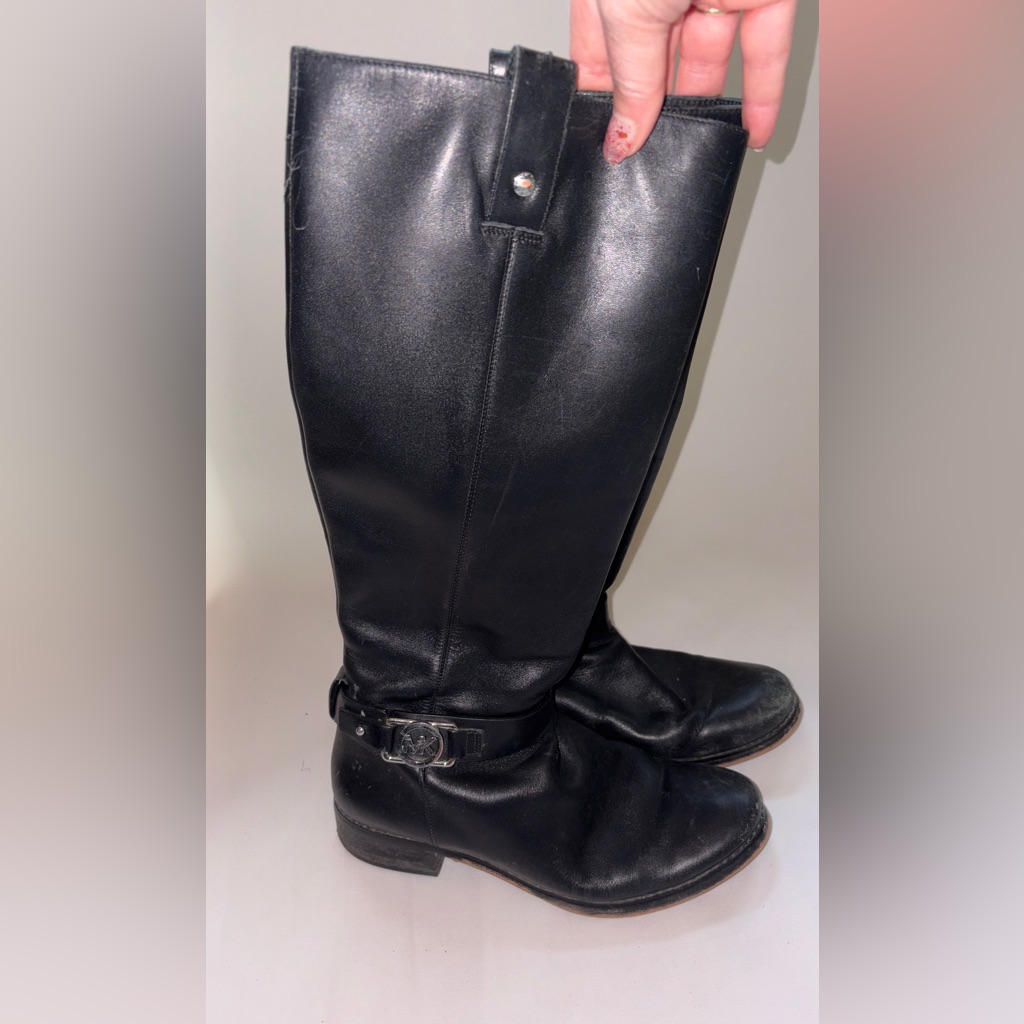 Michael Kors Black Leather Riding Boots Size 8